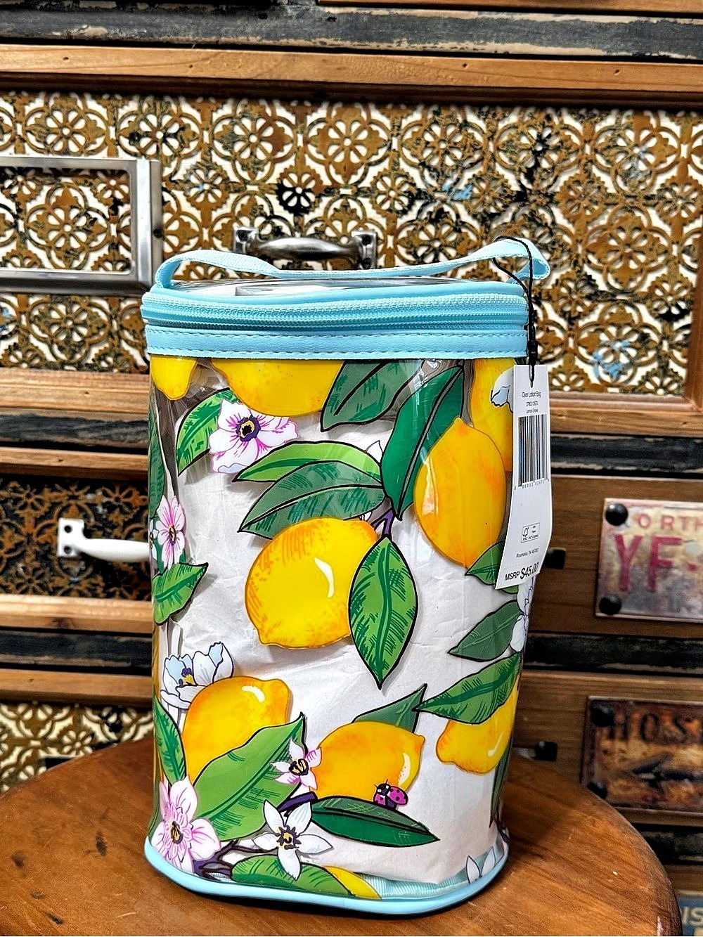 Vera Bradley Lemon Grove Clear Bag in Yellow & Blue